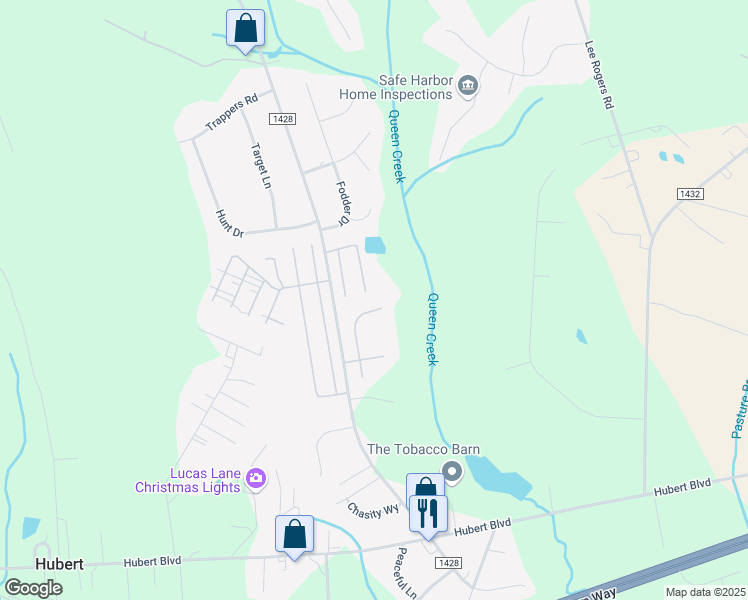 map of restaurants, bars, coffee shops, grocery stores, and more near 125 Englewood Drive in Hubert
