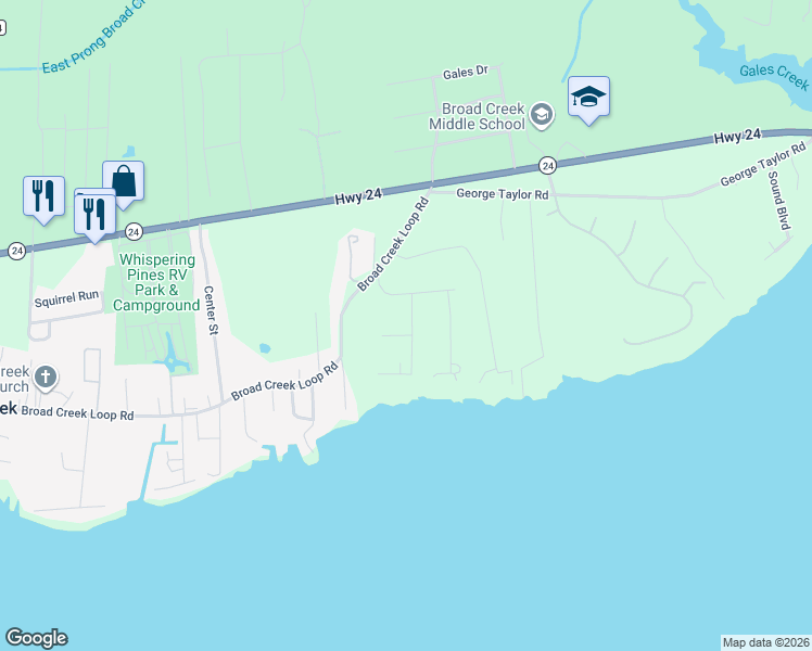 map of restaurants, bars, coffee shops, grocery stores, and more near 122 Barbour Drive in Newport
