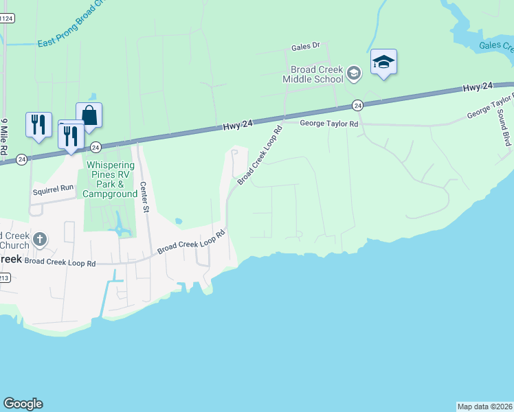 map of restaurants, bars, coffee shops, grocery stores, and more near 122 Barbour Drive in Newport