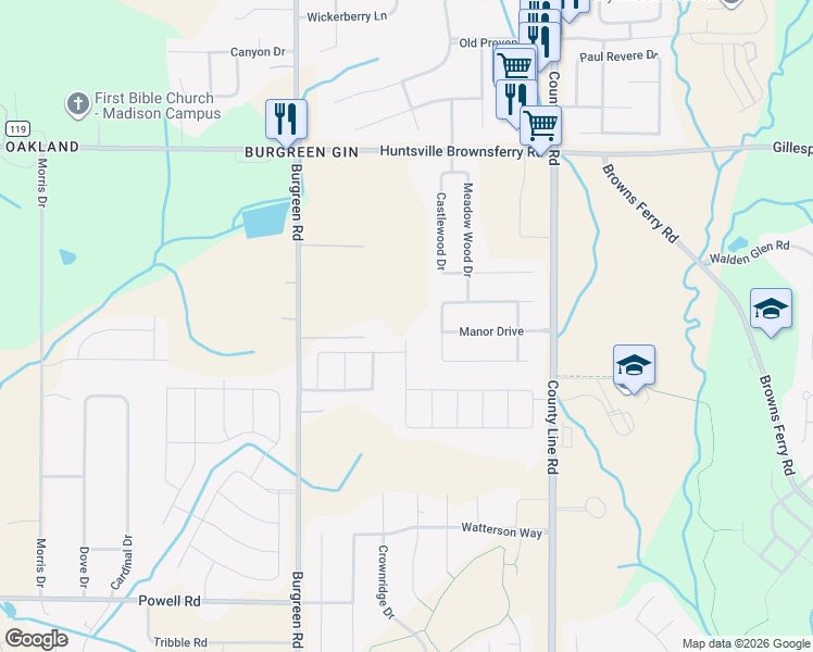 map of restaurants, bars, coffee shops, grocery stores, and more near 137 Arborwood Drive in Madison