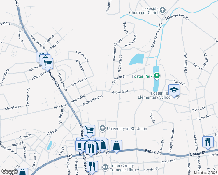map of restaurants, bars, coffee shops, grocery stores, and more near 101 Calhoun Street in Union