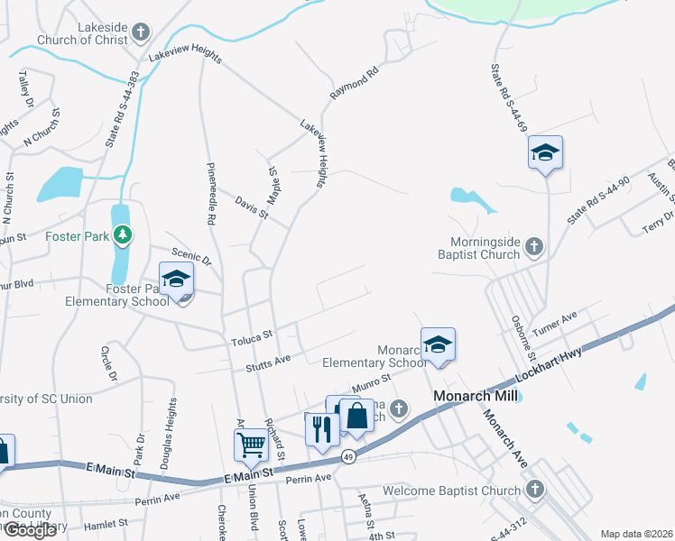map of restaurants, bars, coffee shops, grocery stores, and more near 117 Gregory Street in Union