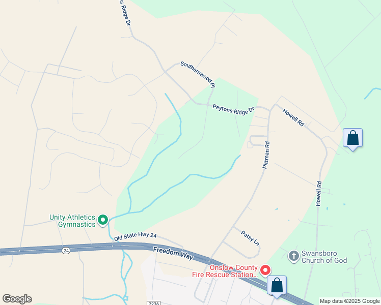 map of restaurants, bars, coffee shops, grocery stores, and more near 427 Wolfe Lane in Hubert