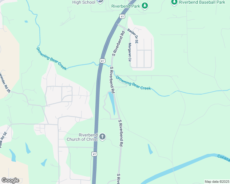 map of restaurants, bars, coffee shops, grocery stores, and more near 1819 South Riverbend Road in Dalton
