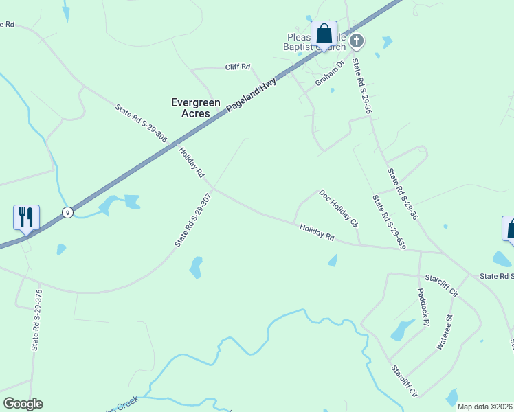 map of restaurants, bars, coffee shops, grocery stores, and more near 261 Holiday Road in Lancaster