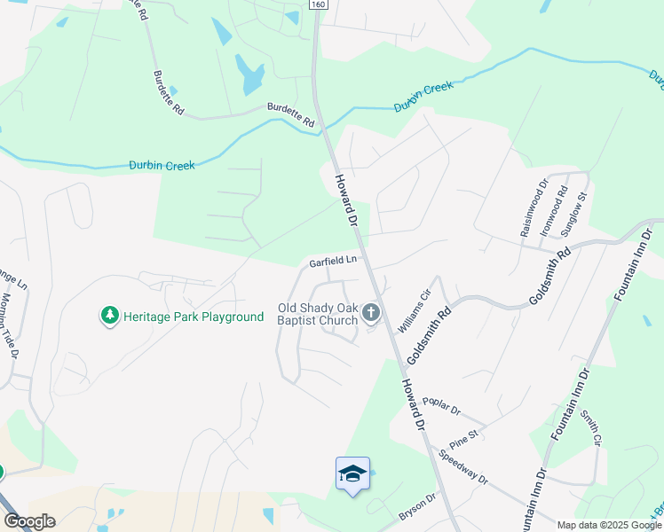 map of restaurants, bars, coffee shops, grocery stores, and more near 15 Garfield Lane in Simpsonville