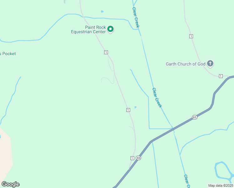 map of restaurants, bars, coffee shops, grocery stores, and more near 601 County Road 1 in Paint Rock