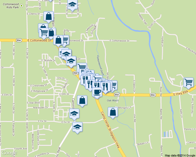 map of restaurants, bars, coffee shops, grocery stores, and more near 879-885 Cove Parkway in Cottonwood