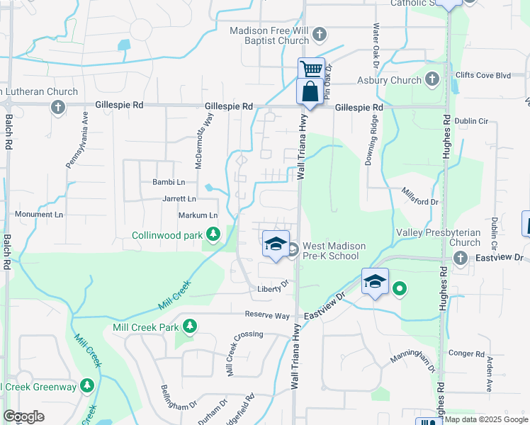 map of restaurants, bars, coffee shops, grocery stores, and more near 108 Michael Ave in Madison