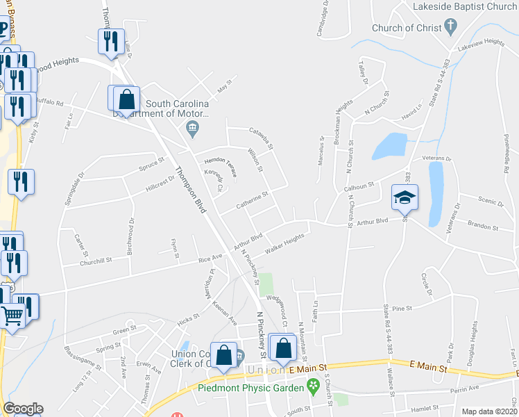 map of restaurants, bars, coffee shops, grocery stores, and more near 103 Crawford Street in Union