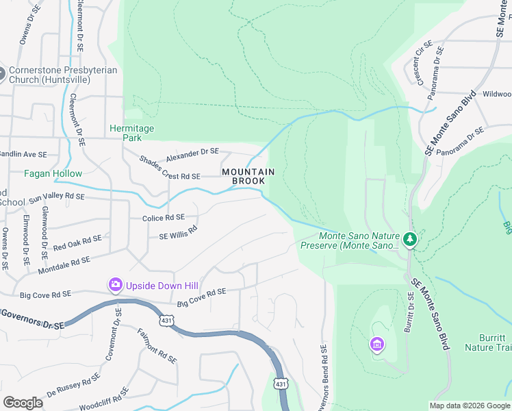 map of restaurants, bars, coffee shops, grocery stores, and more near 2210 Colice Road Southeast in Huntsville