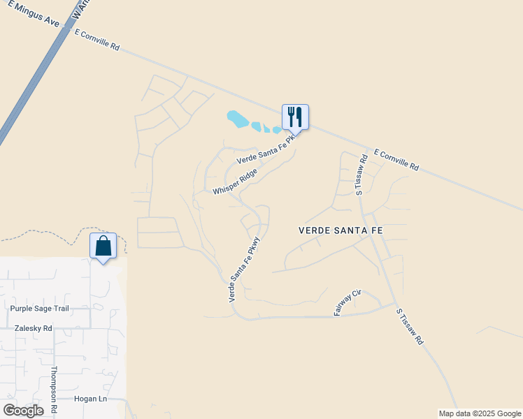 map of restaurants, bars, coffee shops, grocery stores, and more near 410 South Valle Escondido in Cornville