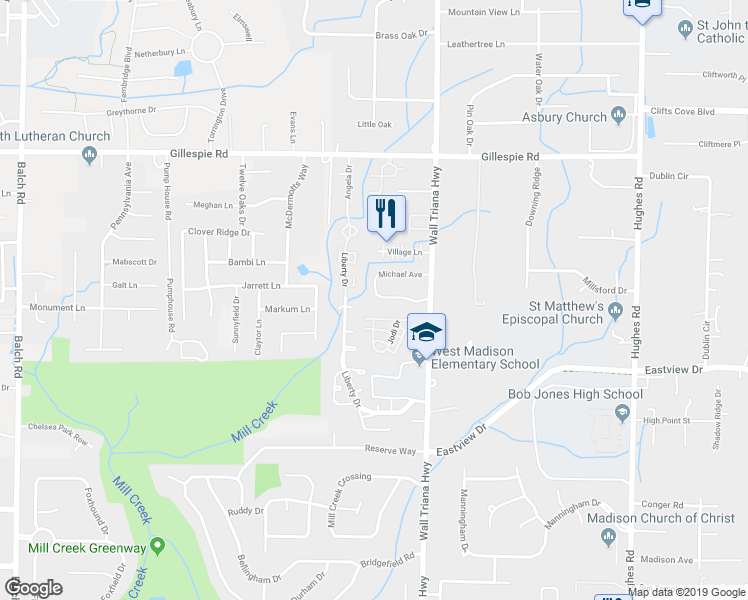 map of restaurants, bars, coffee shops, grocery stores, and more near 110 Michael Avenue in Madison