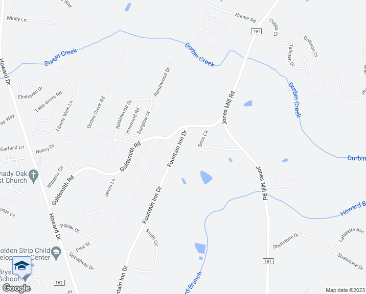 map of restaurants, bars, coffee shops, grocery stores, and more near 109 Fountain Inn Drive in Simpsonville