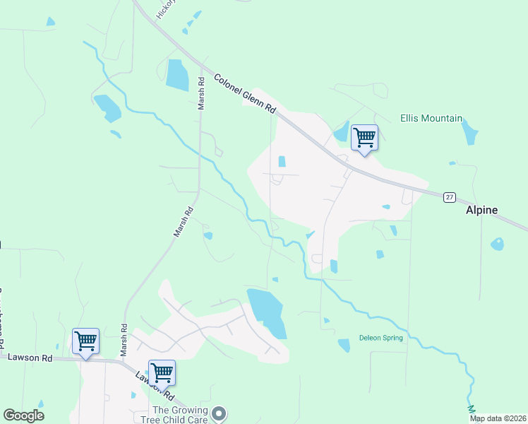 map of restaurants, bars, coffee shops, grocery stores, and more near 3508 Jack Mann Road in Little Rock