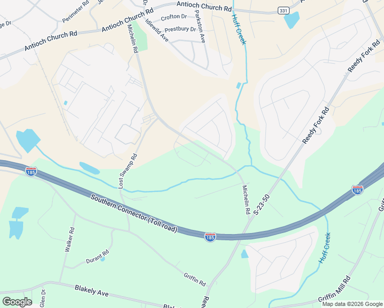map of restaurants, bars, coffee shops, grocery stores, and more near 231-395 Michelin Road in Greenville