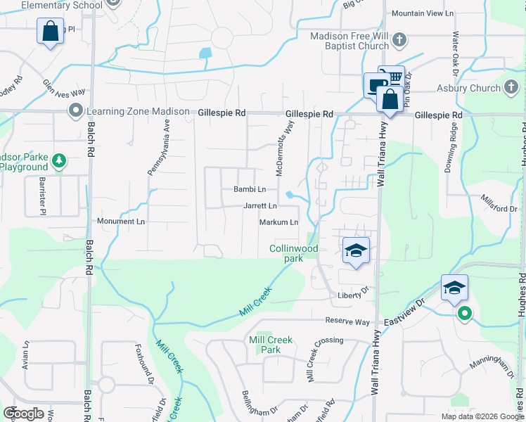 map of restaurants, bars, coffee shops, grocery stores, and more near 101 Claytor Lane in Madison
