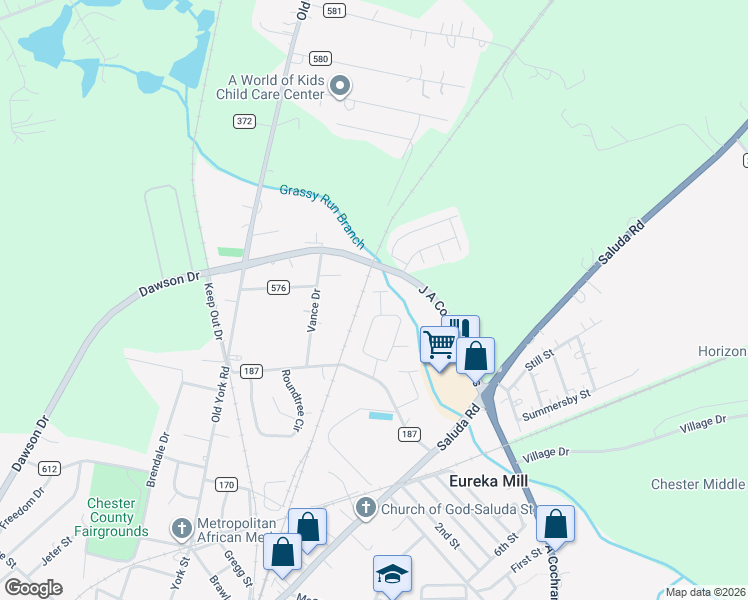 map of restaurants, bars, coffee shops, grocery stores, and more near 556 Gardendale Circle in Chester
