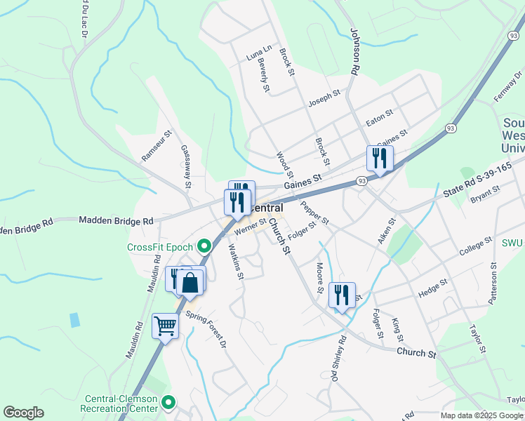 map of restaurants, bars, coffee shops, grocery stores, and more near 100 Church Street in Central