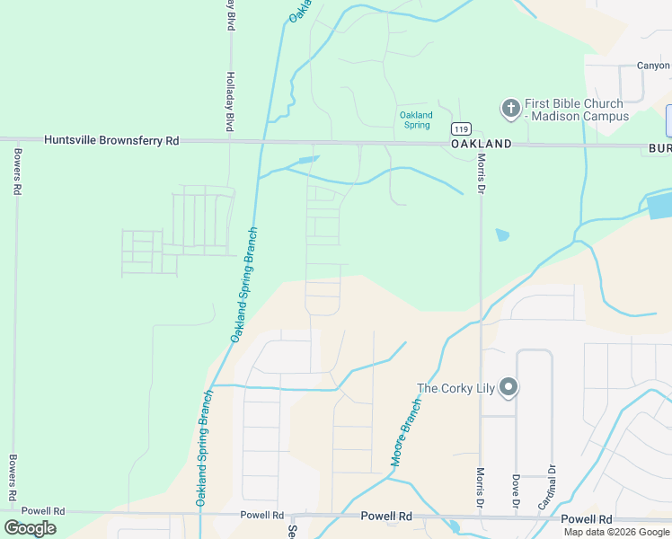 map of restaurants, bars, coffee shops, grocery stores, and more near 28574 Huntsville Brownsferry Road in Madison