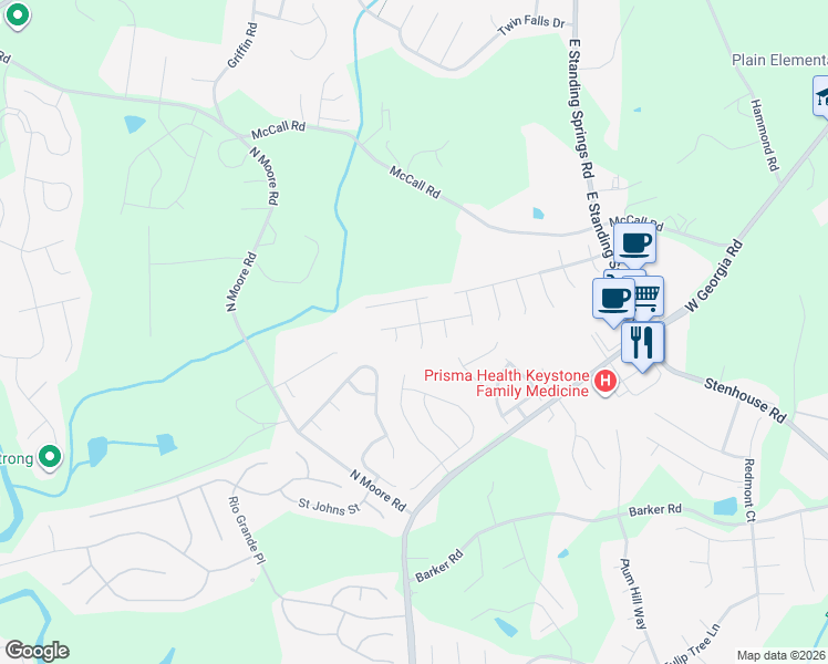 map of restaurants, bars, coffee shops, grocery stores, and more near 10 Bottesford Court in Simpsonville