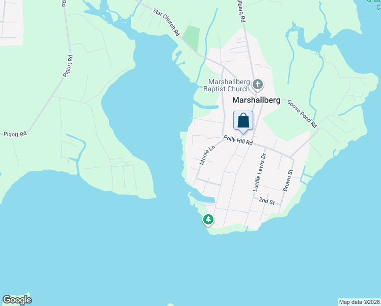 map of restaurants, bars, coffee shops, grocery stores, and more near 163 Ray Davis Road in Marshallberg