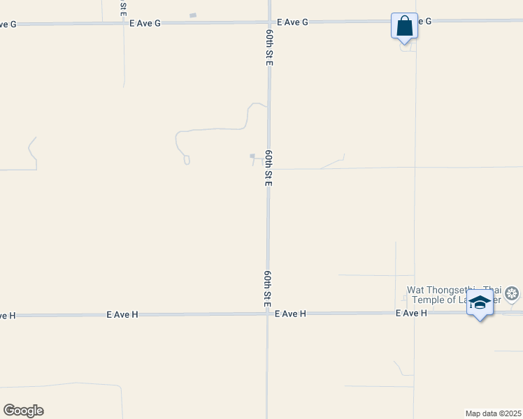 map of restaurants, bars, coffee shops, grocery stores, and more near 46200 60th Street East in Lancaster
