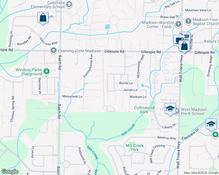 map of restaurants, bars, coffee shops, grocery stores, and more near 123 Meadowglade Lane in Madison