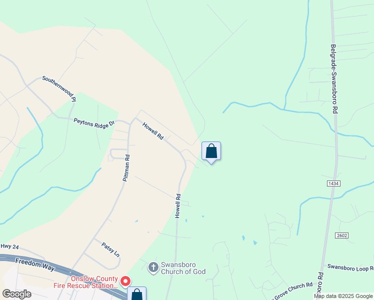 map of restaurants, bars, coffee shops, grocery stores, and more near 268 Howell Road in Hubert