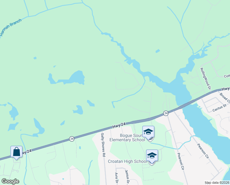 map of restaurants, bars, coffee shops, grocery stores, and more near 149 Salt Creek Lane in Bogue
