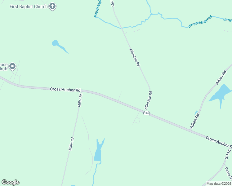 map of restaurants, bars, coffee shops, grocery stores, and more near 1609 Cross Anchor Road in Woodruff