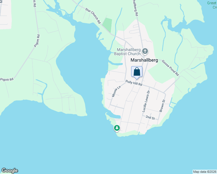 map of restaurants, bars, coffee shops, grocery stores, and more near 163 Ray Davis Road in Marshallberg