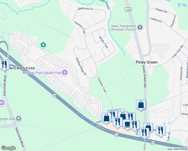 map of restaurants, bars, coffee shops, grocery stores, and more near 1503 Tramway Court in Jacksonville