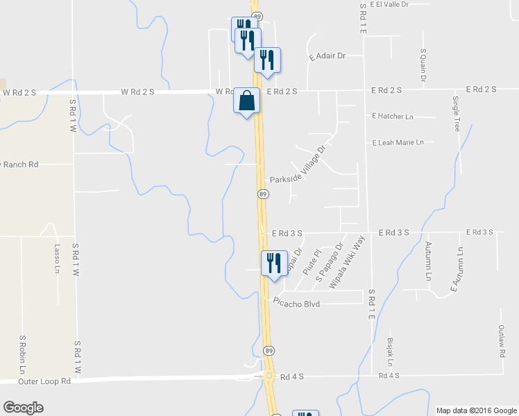 map of restaurants, bars, coffee shops, grocery stores, and more near 1448 Route 89 in Chino Valley