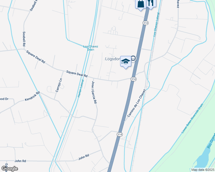 map of restaurants, bars, coffee shops, grocery stores, and more near 3 Quemado Lane in Belen