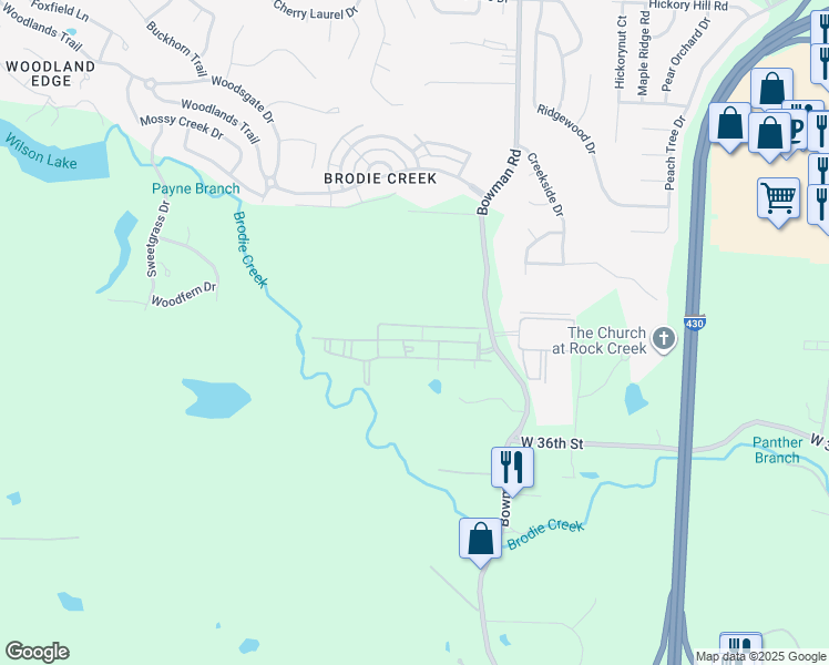 map of restaurants, bars, coffee shops, grocery stores, and more near 3400 South Bowman Road in Little Rock