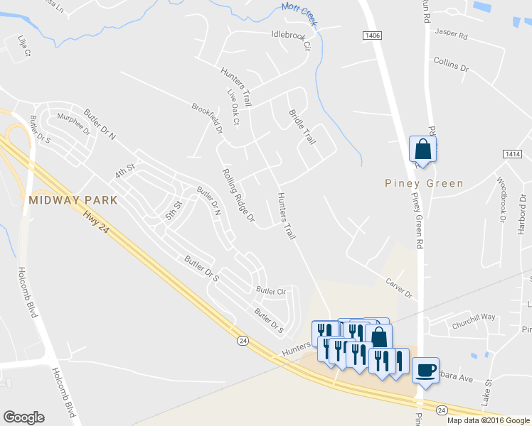 map of restaurants, bars, coffee shops, grocery stores, and more near 1509 Tramway Court in Jacksonville