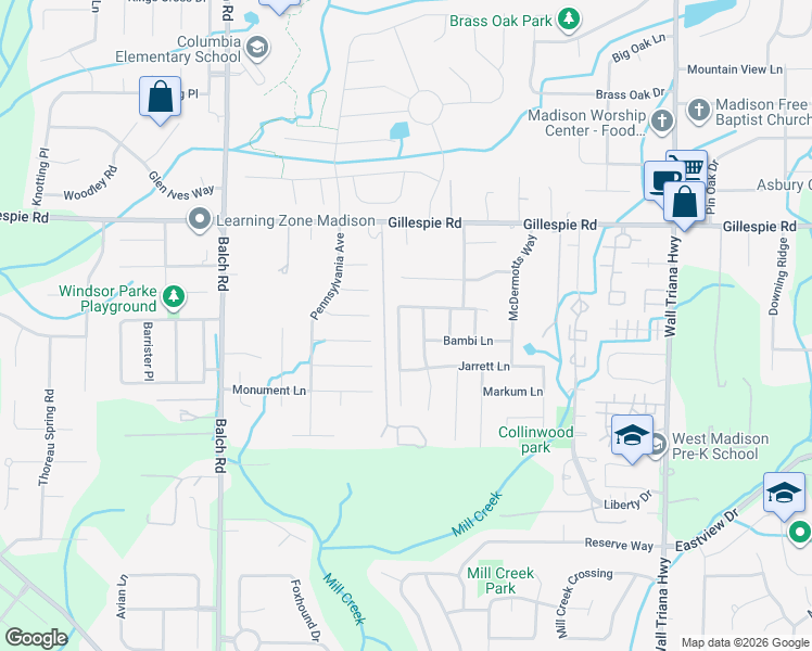 map of restaurants, bars, coffee shops, grocery stores, and more near 123 Meadowglade Lane in Madison