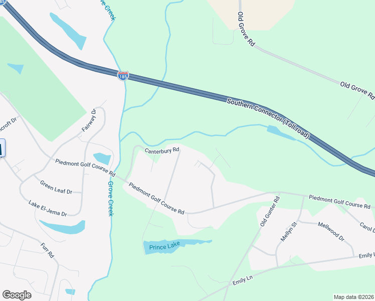 map of restaurants, bars, coffee shops, grocery stores, and more near 29635 Canterbury Road in Piedmont