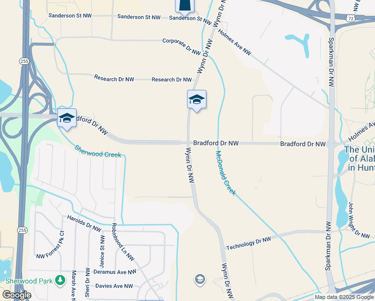 map of restaurants, bars, coffee shops, grocery stores, and more near in Huntsville