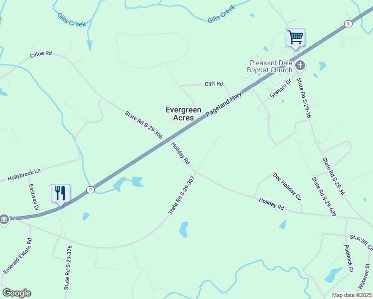 map of restaurants, bars, coffee shops, grocery stores, and more near 113 Holiday Road in Lancaster