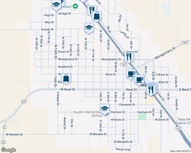 map of restaurants, bars, coffee shops, grocery stores, and more near 201-299 North 11th Street in Memphis