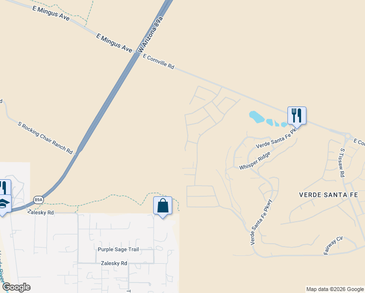 map of restaurants, bars, coffee shops, grocery stores, and more near 721 South Rainbow Ridge Drive in Cornville