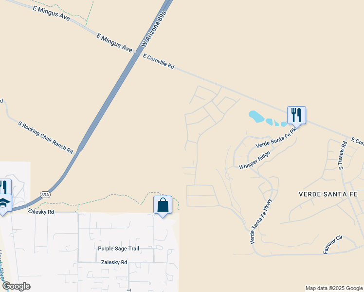 map of restaurants, bars, coffee shops, grocery stores, and more near 742 South Rainbow Ridge Drive in Cornville