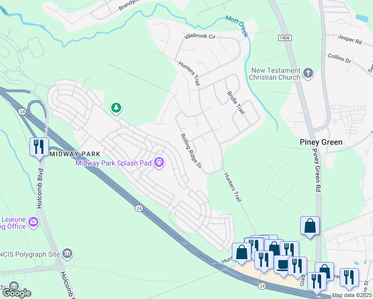 map of restaurants, bars, coffee shops, grocery stores, and more near 1952 Heather Loop Road in Jacksonville