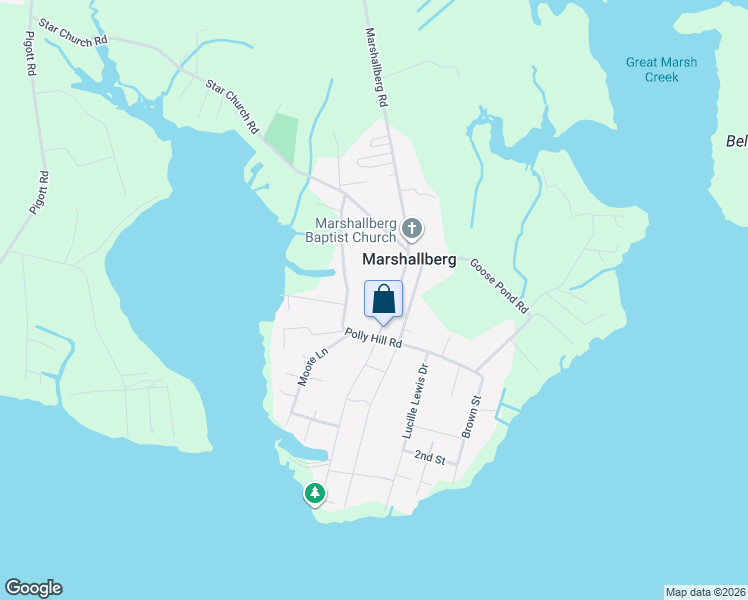 map of restaurants, bars, coffee shops, grocery stores, and more near in Marshallberg