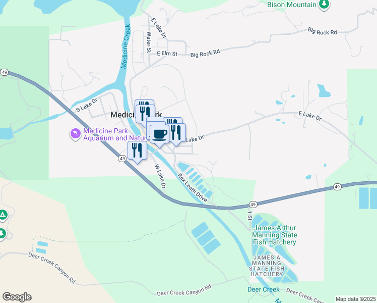 map of restaurants, bars, coffee shops, grocery stores, and more near 99 Longhorn Avenue in Medicine Park