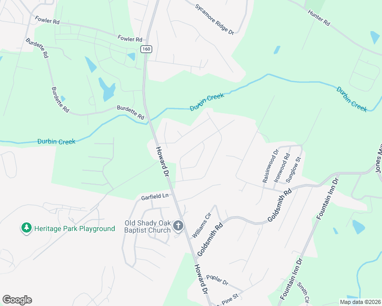 map of restaurants, bars, coffee shops, grocery stores, and more near 136 Lake Grove Road in Simpsonville