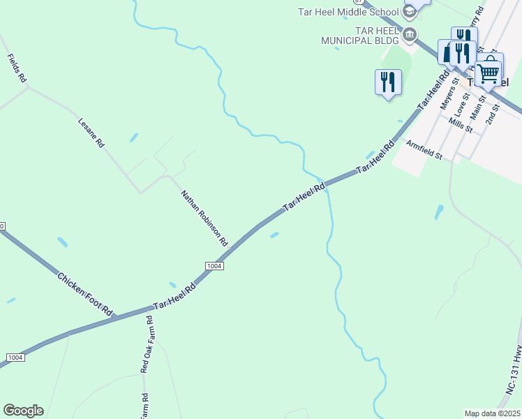 map of restaurants, bars, coffee shops, grocery stores, and more near 926 Tar Heel Road in Tar Heel