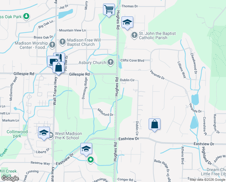 map of restaurants, bars, coffee shops, grocery stores, and more near 896 Hughes Road in Madison